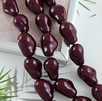 УЦЕНКА 1 шт. Жемчуг майорка Капля барокко бусины 22х16х14.3 мм, бордовый (10082-22-УЦ)