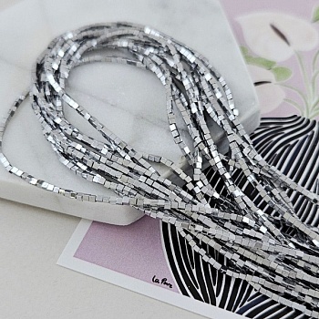 Нить 40 см Гематит, гематин куб 1.5 мм цвет платина (8378-П) купить в Воронеже | Заказать в интернет-магазине Viva Beads
