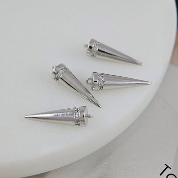 Подвеска Шип 17.3x5 мм с фианитами, родиевое покрытие (7763-Р) Подвеска Шип 17.3x5 мм с фианитами, родиевое покрытие (7763-Р)