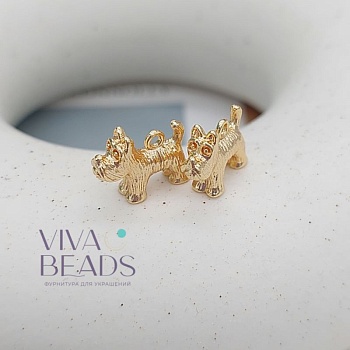 Подвеска Собака 11х13.7х4 мм позолота 14к (7504-З)