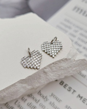 Подвеска Сердце с фианитами / цирконами 10x11 мм родиевое покр. (8352-Р) купить с доставкой по России | Интернет-магазин Viva Beads