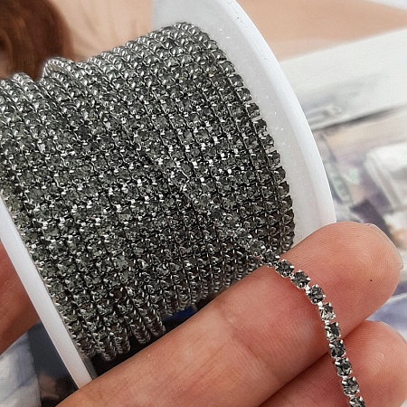 50 см Стразовая цепь 2 мм Black Diamond (3387-СЕР) купить в Воронеже | Заказать в интернет-магазине Viva Beads
