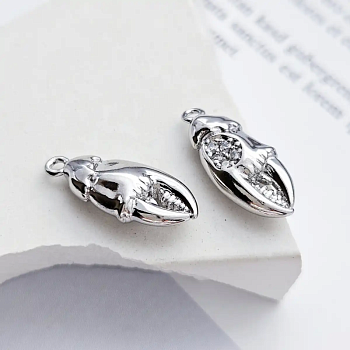 Подвеска Клешня с фианитами 19х8.4х5 мм родиевое покрытие (8648-Р)