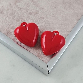 Подвеска Сердце 35.5x32х15.8 мм ярко-красный, акрил (10094) купить с доставкой по России | Интернет-магазин Viva Beads