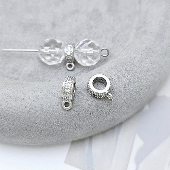 Бейл держатель для кулонов 10.4х7.4х3.2 мм вн. d 4.4 мм с фианитами родиевое покр. (9153-Р) купить в Воронеже | Заказать в интернет-магазине Viva Beads
