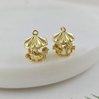 Подвеска Карусель 12.6x10 мм с фианитами, позолота 14К (10011-З) купить с доставкой по России | Интернет-магазин Viva Beads