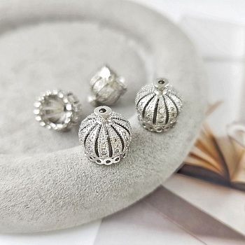 УЦЕНКА Шапочка концевик Корона 13х12.6 мм с фианитами родиевое покрытие (2974-Р-УЦ)