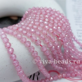 Нить 18 см Фианиты, цирконы 4 мм розовый (7259-РОЗ) купить в Воронеже | Заказать в интернет-магазине Viva Beads
 Нить 18 см Фианиты, цирконы 4 мм розовый (7259-РОЗ) купить в Воронеже | Заказать в интернет-магазине Viva Beads