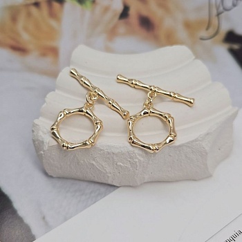 УЦЕНКА Замок тоггл Бамбук 15 мм кольцо, позолота 14к (8458-З-УЦ) замок для украшений купить с доставкой по России | Интернет-магазин Viva Beads