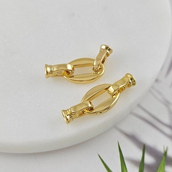 Замок овальный 15 мм с карабинами, позолота 14К (10046-З) замок для украшений купить с доставкой по России | Интернет-магазин Viva Beads