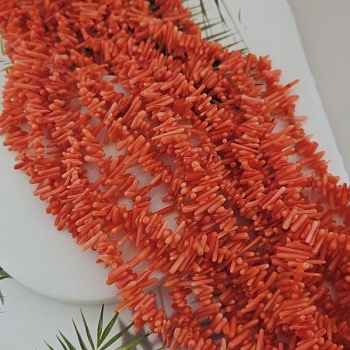 Нить 18 см Коралл игольчатый палочки 5-16 мм лососевый (2887-ЛОС) для бижутерии купить с доставкой по России | Интернет‑магазин Viva Beads