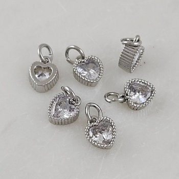 Подвеска Сердце с фианитом 8.8x7.3 мм родиевое покрытие (9228-Р) купить с доставкой по России | Интернет-магазин Viva Beads