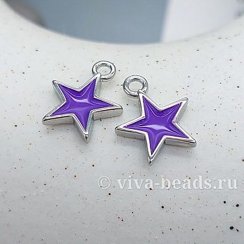 Подвеска Звезда 12.2x10 мм эмаль, родиевое покр. (7445-ФР) купить с доставкой по России | Интернет-магазин Viva Beads