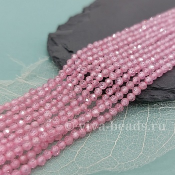 Нить 18 см Фианиты 3 мм граненые бусины, розовый (5472-РОЗ) купить в Воронеже | Заказать в интернет-магазине Viva Beads
 Нить 18 см Фианиты 3 мм граненые бусины, розовый (5472-РОЗ) купить в Воронеже | Заказать в интернет-магазине Viva Beads