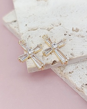 Подвеска Крест с фианитами 17.2х12 мм классическое золото (8045-З)