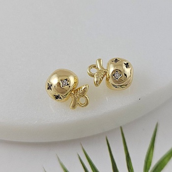 Подвеска Яблоко 9.7x7.1 мм с фианитами, позолота 14К (9953-З) купить с доставкой по России | Интернет-магазин Viva Beads