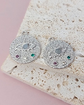 Подвеска круглая Глаз 14х16 мм с фианитами родиевое покр. (8145-Р) Подвеска круглая Глаз 14х16 мм с фианитами родиевое покр. (8145-Р)