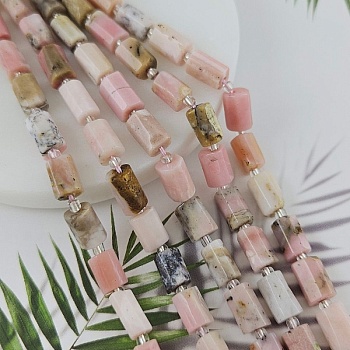 5 шт. Опал розовый натуральный бусины ок. 6-6.5х9-10.5 мм трубочки с гранями (9931-ОП) купить в Воронеже | Заказать в интернет-магазине Viva Beads
