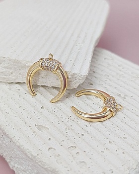 Подвеска Лунница с фианитами 19х17.7 мм позолота 14К (7587-З) Подвеска Лунница с фианитами 19х17.7 мм позолота 14К (7587-З)