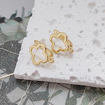 Швензы Клевер с замком 15.5 мм позолота 14К (4596-З) швензы для серег купить с доставкой по России | Интернет-магазин Viva Beads