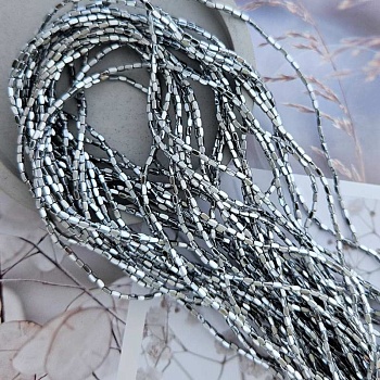 Нить 19 см Гематит / гематин / 3x1.5 мм прямоугольная бусина цвет платина (7154-П) для бижутерии купить с доставкой по России | Интернет‑магазин Viva Beads