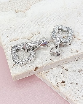 Замок с фианитами Клевер 20 мм родиевое покр. (8025-Р) купить в Воронеже | Заказать в интернет-магазине Viva Beads
