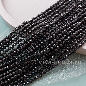 Нить 38 см Шпинель натуральная черная 2.8 мм граненая бусина  (5475) купить в Воронеже | Заказать в интернет-магазине Viva Beads

