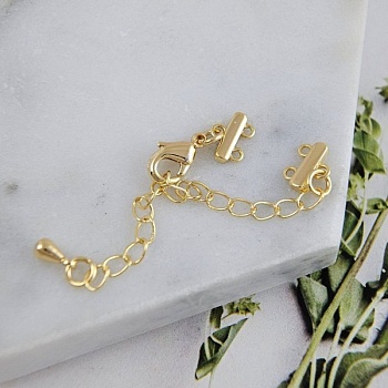 УЦЕНКА Замок лобстер 10 мм с коннекторами на 2 нити и удлинителем, позолота 18К (9746-2-З-УЦ) купить в Воронеже | Заказать в интернет-магазине Viva Beads
 УЦЕНКА Замок лобстер 10 мм с коннекторами на 2 нити и удлинителем, позолота 18К (9746-2-З-УЦ) купить в Воронеже | Заказать в интернет-магазине Viva Beads