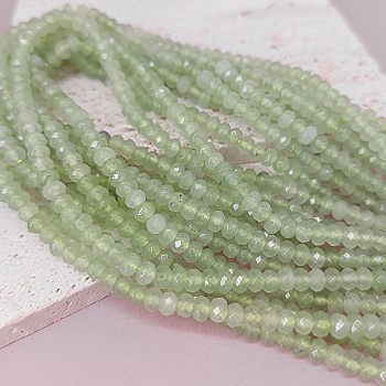 Нить 17.5 см Жадеит тониров. 4х3 мм граненый рондель, зеленый (7903) купить в Воронеже | Заказать в интернет-магазине Viva Beads
