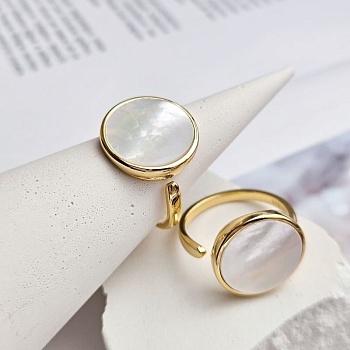 Кольцо с белым перламутром в позолоте 14К позолота 14К (8540-З) купить с доставкой по России | Интернет-магазин Viva Beads