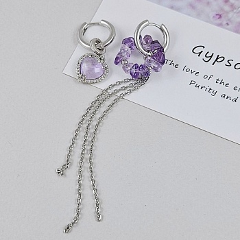 Дуэт Сердца и Кольца: Набор для создания асимметричных конго из аметрина, аметиста и фурнитуры цвета родия (НАБОР-24)