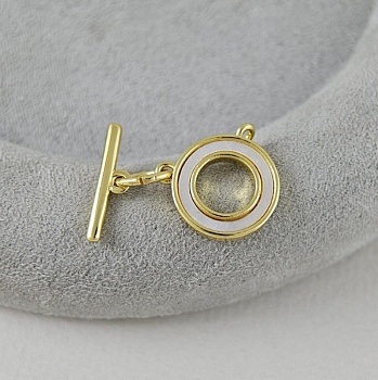 Замок тоггл с перламутром 15.6х13.5 мм & 16.4х4.5 мм позолота 14К (9627-З) замок для украшений купить с доставкой по России | Интернет-магазин Viva Beads