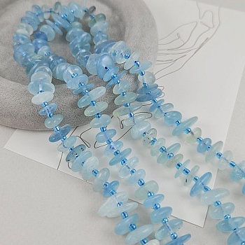 Нить 19 см Аквамарин натуральный 8-16х2.5х5.2 мм наггетсы (9446) купить в Воронеже | Заказать в интернет-магазине Viva Beads
