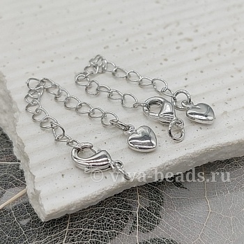 Замок лобстер 10 мм с удлинителем родиевое покрытие (6452-Р) купить в Воронеже | Заказать в интернет-магазине Viva Beads
 Замок лобстер 10 мм с удлинителем родиевое покрытие (6452-Р) купить в Воронеже | Заказать в интернет-магазине Viva Beads