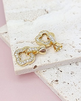 Замок с фианитами Клевер 20 мм позолота 14к (8025-З) купить в Воронеже | Заказать в интернет-магазине Viva Beads
