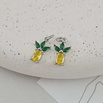 Подвеска Ананас 15х8.7 мм с фианитами родиевое покрытие (7499-Р) Подвеска Ананас 15х8.7 мм с фианитами родиевое покрытие (7499-Р)