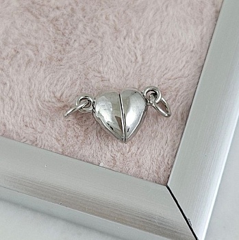 Замок магнитный Сердце 9.5x14.5x6.5 мм цвет платина (8493-П) замок для украшений купить с доставкой по России | Интернет-магазин Viva Beads