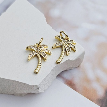 Подвеска Пальма с фианитами 14.6х11.1 мм светлое золото (8521-З)