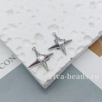 Подвеска Звезда с фианитом 16x14.5x4.5 мм родиевое покр. (7277)