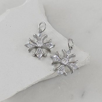 Подвеска Крест с фианитами 15.3x14.2 мм родиевое покрытие (10117-Р) купить с доставкой по России | Интернет-магазин Viva Beads