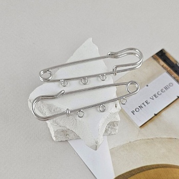 Булавка основа для броши 60 мм, 3 петли, родиевое покрытие (9601-Р) купить в Воронеже | Заказать в интернет-магазине Viva Beads Булавка основа для броши 60 мм, 3 петли, родиевое покрытие (9601-Р)