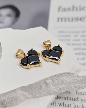 Подвеска Сердце 12 мм с фианитами, позолота (8338-ЧЗ) купить с доставкой по России | Интернет-магазин Viva Beads