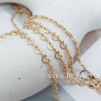 10 см Цепь сердца звено 4 мм цвет золото (7315-З) купить в Воронеже | Заказать в интернет-магазине Viva Beads
