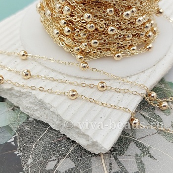 50 см Цепь с шариками, шарик 3.5 мм, позолота 14К (6861-З) купить в Воронеже | Заказать в интернет-магазине Viva Beads
