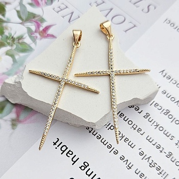 Подвеска Крест с фианитами 45х28.7 мм позолота (8680-З)