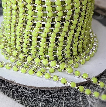 50 см Стразовая цепь 2 мм неоновый желтый (4236) купить в Воронеже | Заказать в интернет-магазине Viva Beads
