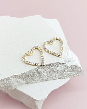 Подвеска Сердце 12.8х12 мм с фианитами позолота (8213-З) купить с доставкой по России | Интернет-магазин Viva Beads