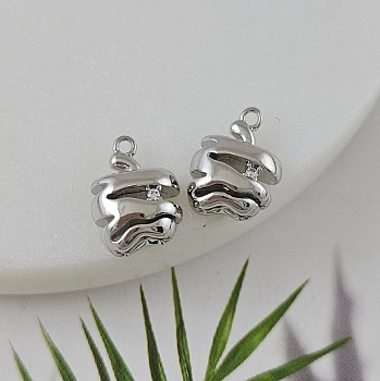 Подвеска Яблоко 13.3x9.9х4.7 мм с фианитом, родиевое покрытие (9954-Р) купить с доставкой по России | Интернет-магазин Viva Beads