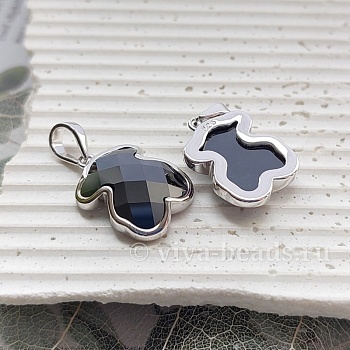 Подвеска Мишка 22х12 мм керамика, родиевое покр. (6804-ЧР) купить с доставкой по России | Интернет-магазин Viva Beads