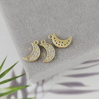 УЦЕНКА Подвеска Месяц 11.1x6.6 мм с фианитами, позолота 14К (9969-З-УЦ) купить с доставкой по России | Интернет-магазин Viva Beads